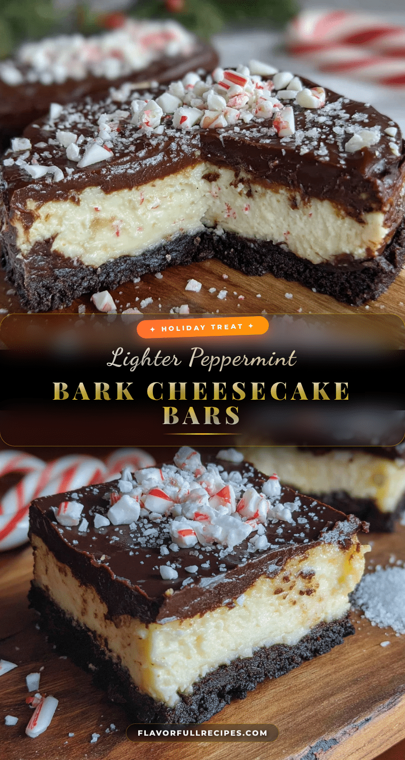 Lighter Peppermint Bark Cheesecake Bars recipe