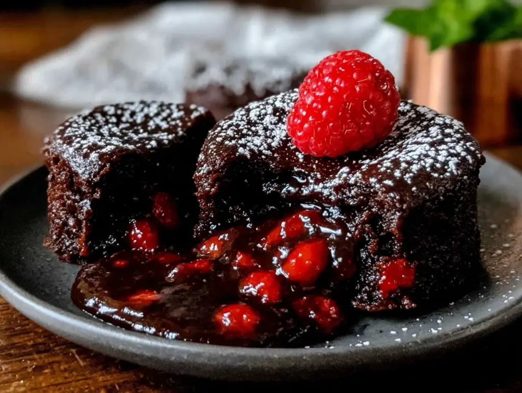lighter raspberry chocolate lava cakes for two - featured image