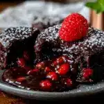 lighter raspberry chocolate lava cakes for two - featured image