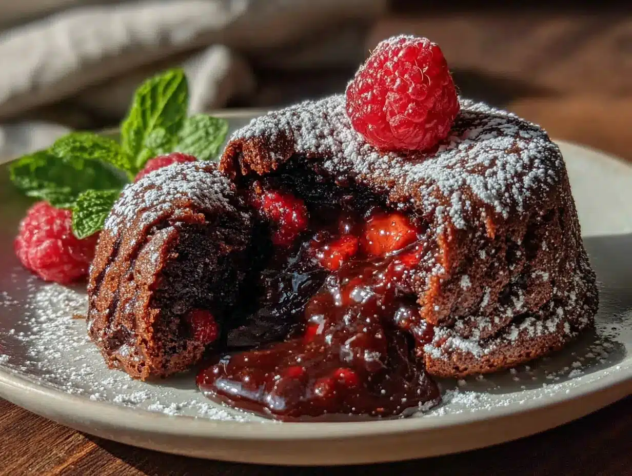 lighter raspberry chocolate lava cakes for two preparation steps