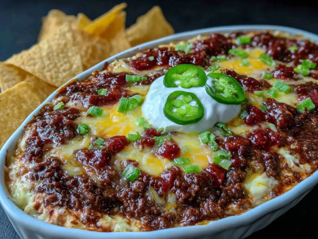 loaded nacho football dip with ground beef - featured image