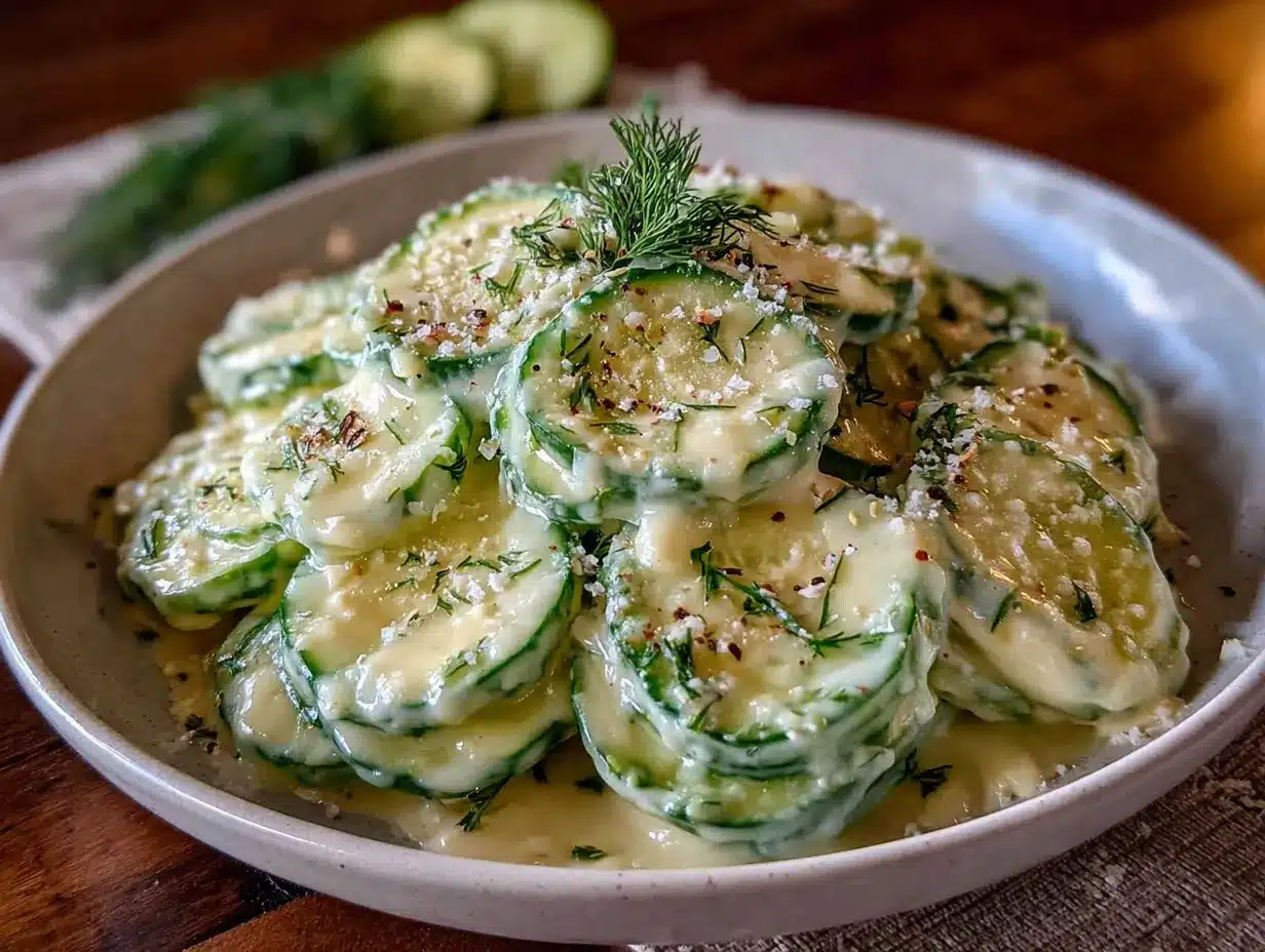 low carb creamy dill cucumber salad preparation steps