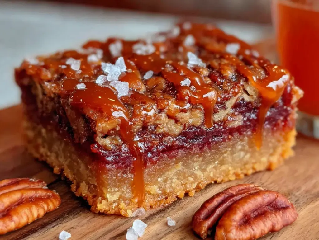 maple bourbon pecan pie bars - featured image