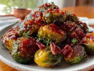 Maple Roasted Brussels Sprouts with Bacon - featured image
