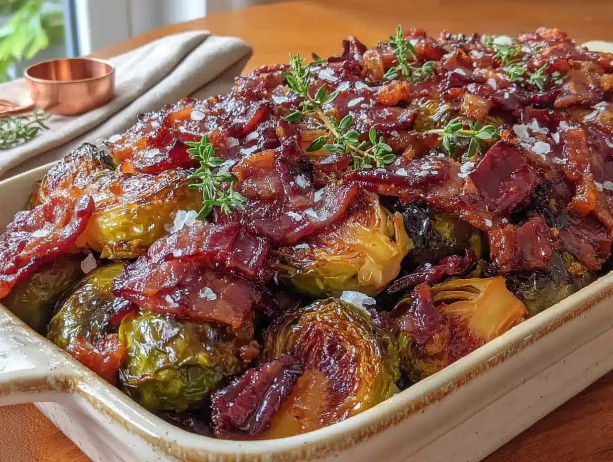 Maple Roasted Brussels Sprouts with Bacon preparation steps