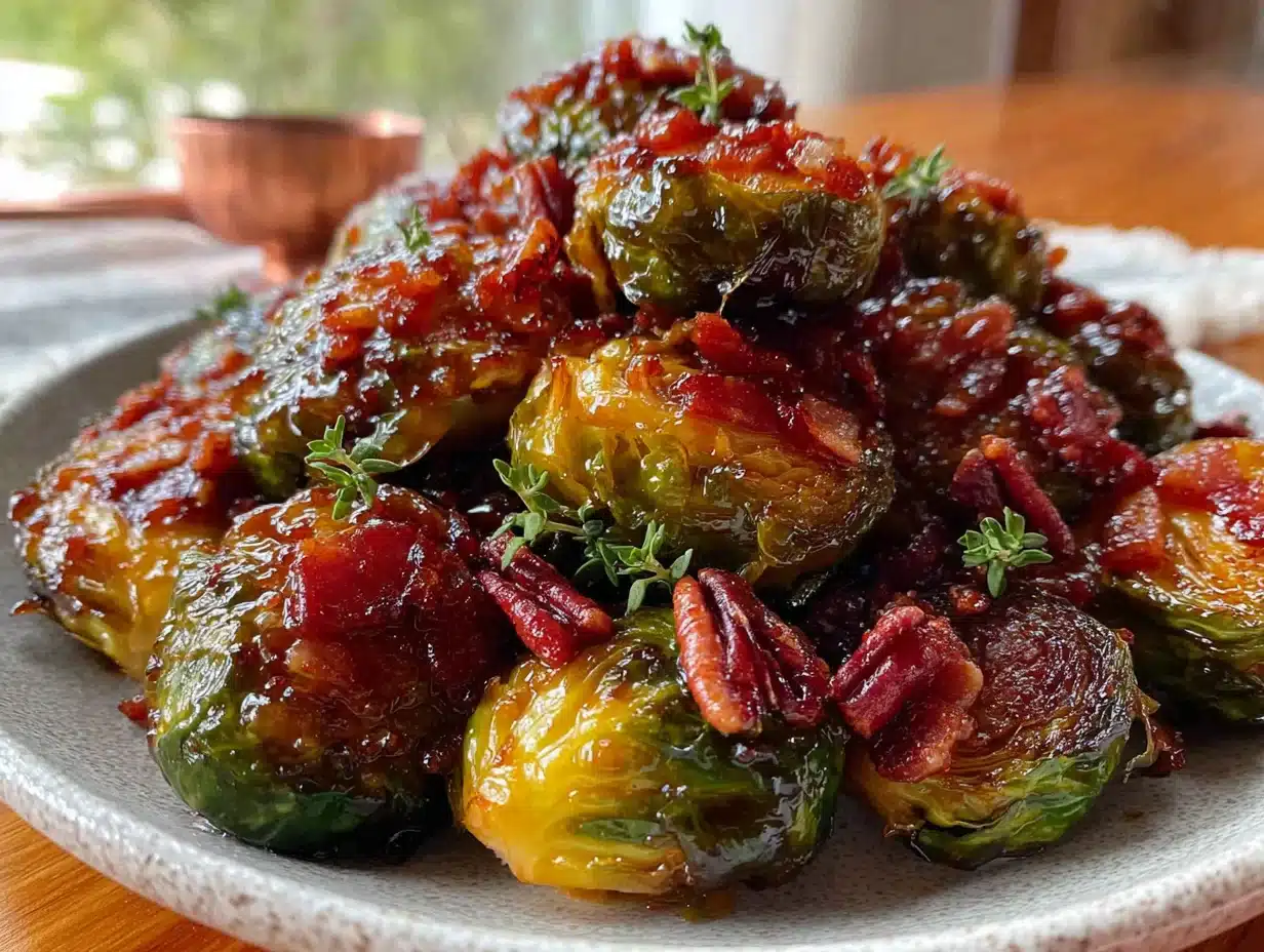 Maple Roasted Brussels Sprouts with Bacon - featured image