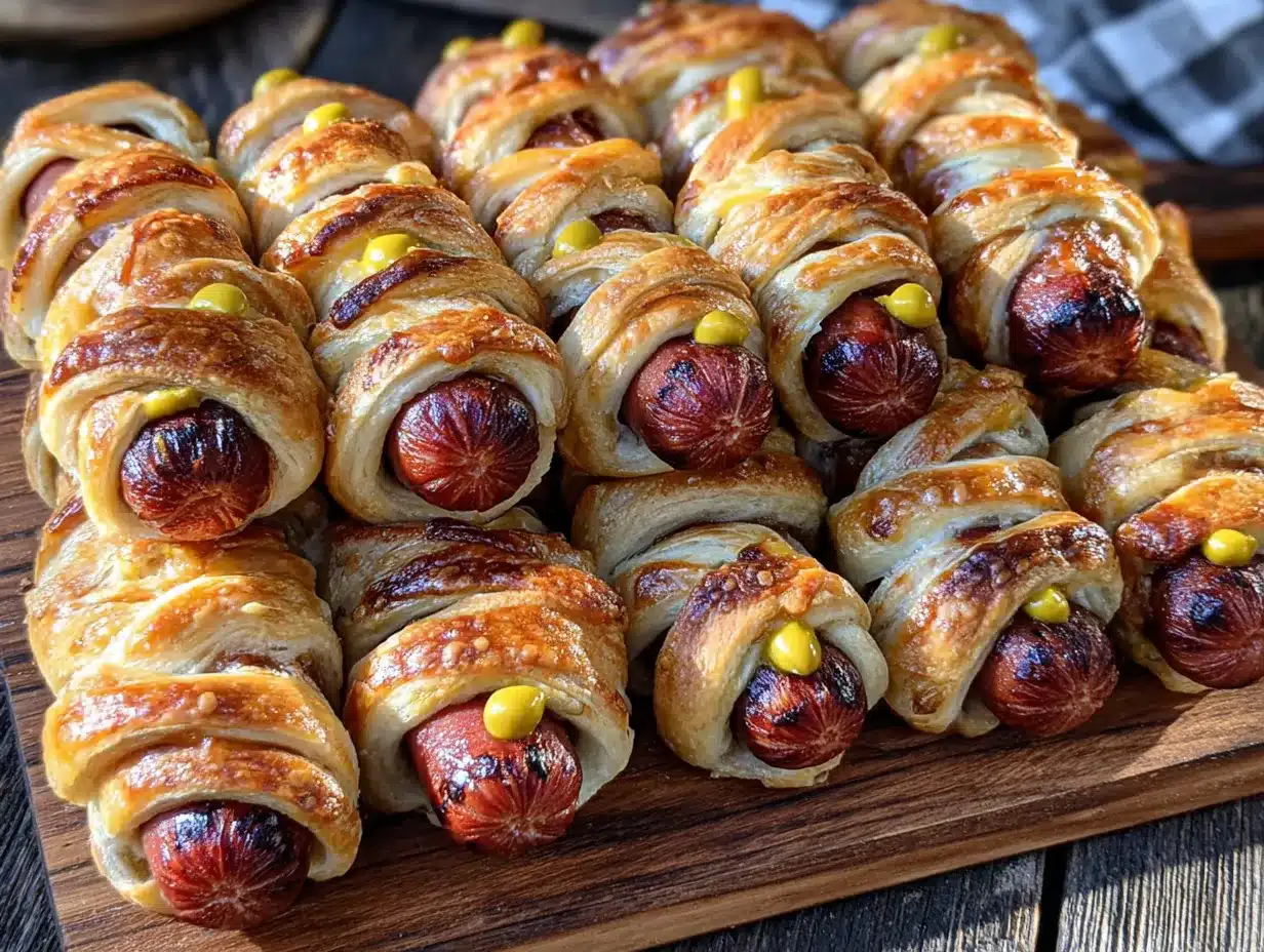 Mummy hot dogs preparation steps