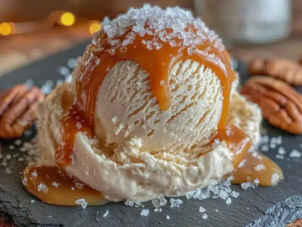 no-churn salted caramel ice cream - featured image