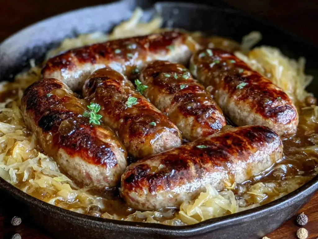 Oktoberfest Bratwurst and Sauerkraut Skillet - featured image