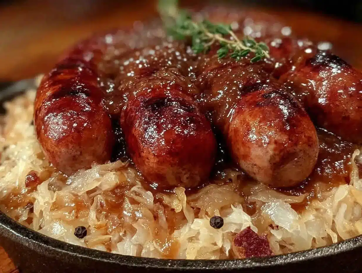 Oktoberfest Bratwurst and Sauerkraut Skillet preparation steps