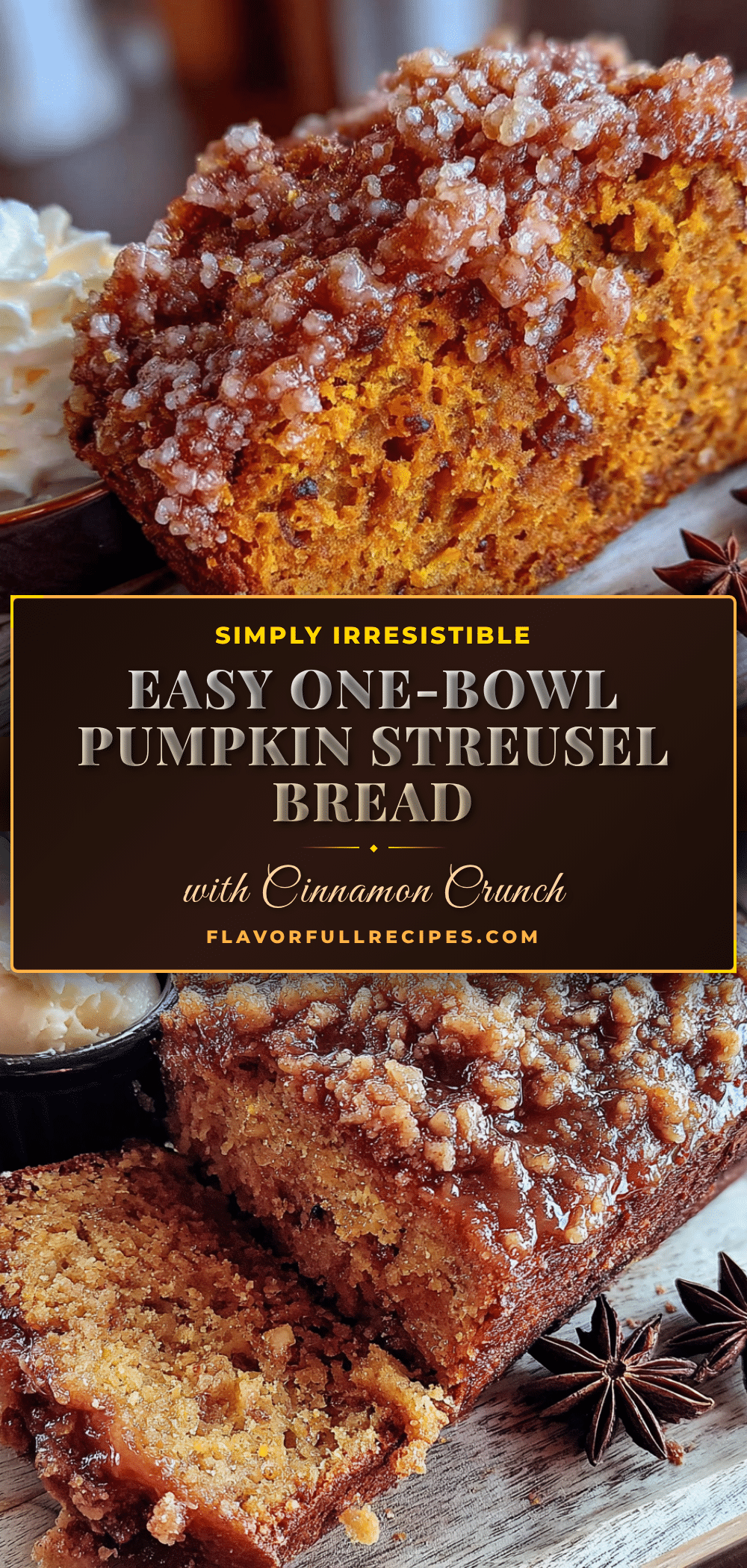 one-bowl pumpkin bread with streusel recipe