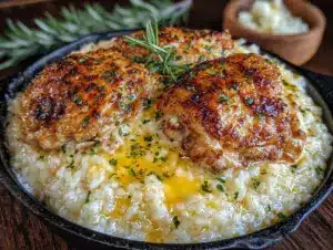 one-pan garlic butter chicken and rice - featured image