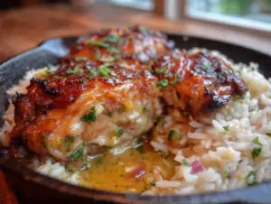 one-pan garlic butter chicken and rice - featured image