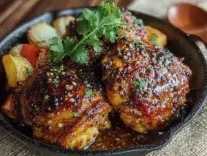 one-pan honey garlic chicken - featured image