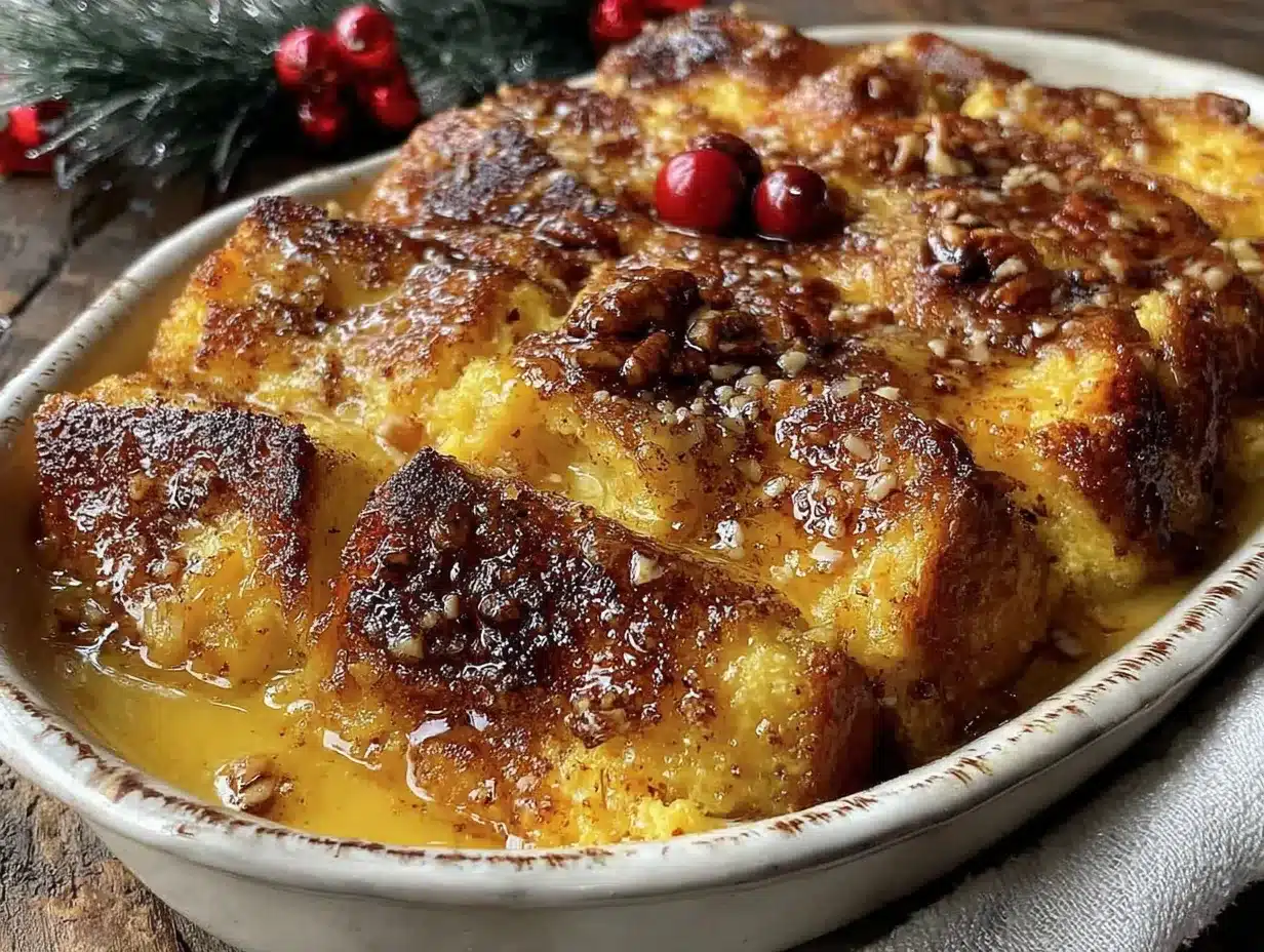 overnight eggnog french toast casserole preparation steps