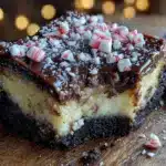 peppermint bark cheesecake bars - featured image