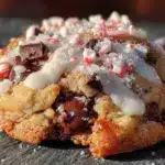 peppermint bark chocolate chip cookies - featured image