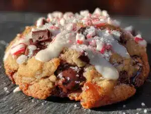 peppermint bark chocolate chip cookies - featured image