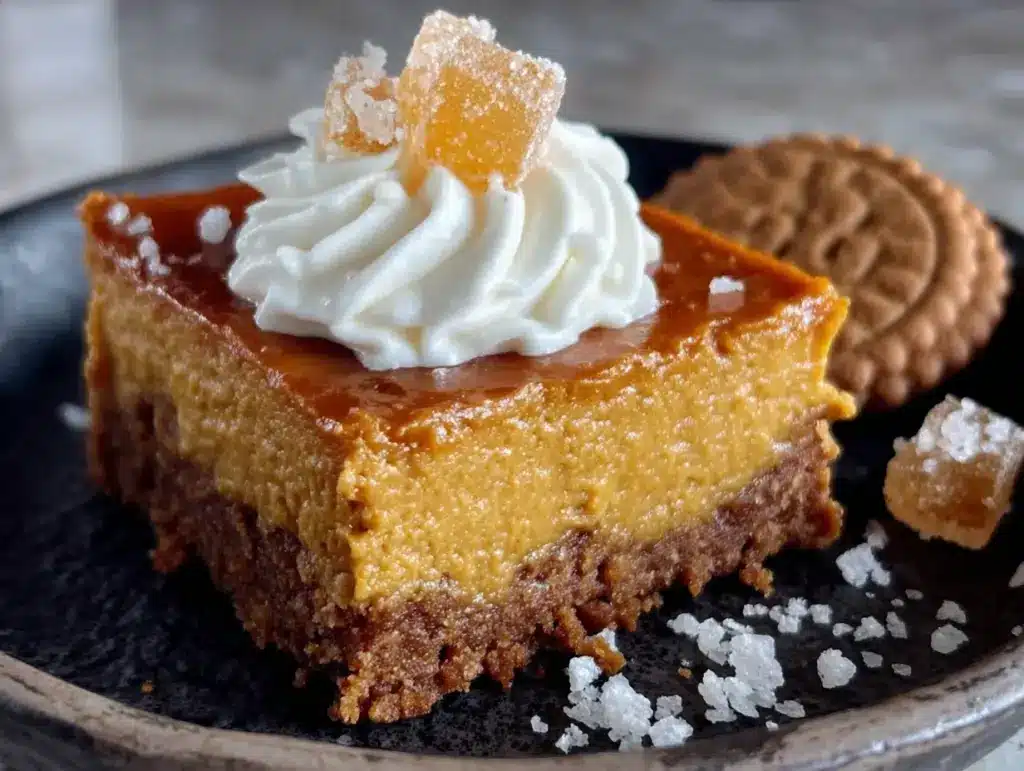 pumpkin cheesecake bars with gingersnap crust - featured image