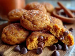 pumpkin chocolate chip snickerdoodle cookies - featured image