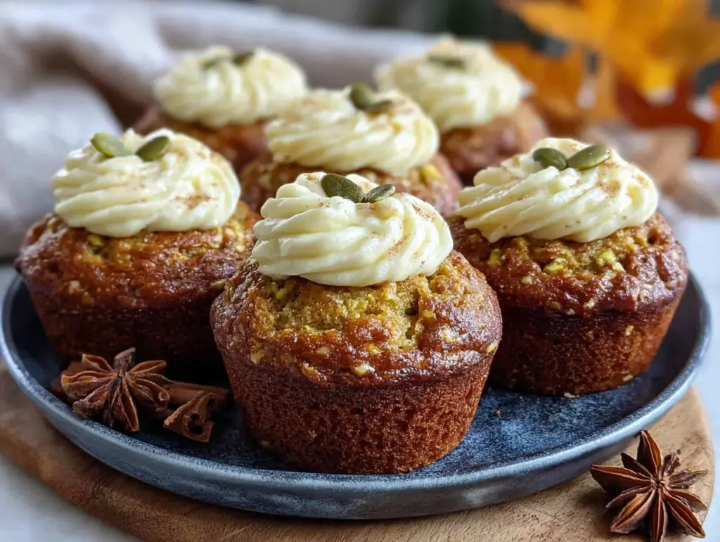pumpkin muffins with cream cheese frosting - featured image
