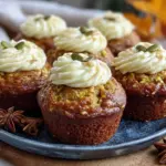 pumpkin muffins with cream cheese frosting - featured image