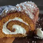 pumpkin roll with cream cheese filling - featured image