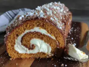 pumpkin roll with cream cheese filling - featured image