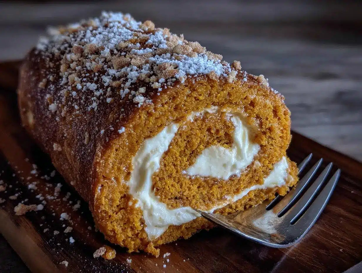 pumpkin roll with cream cheese filling preparation steps