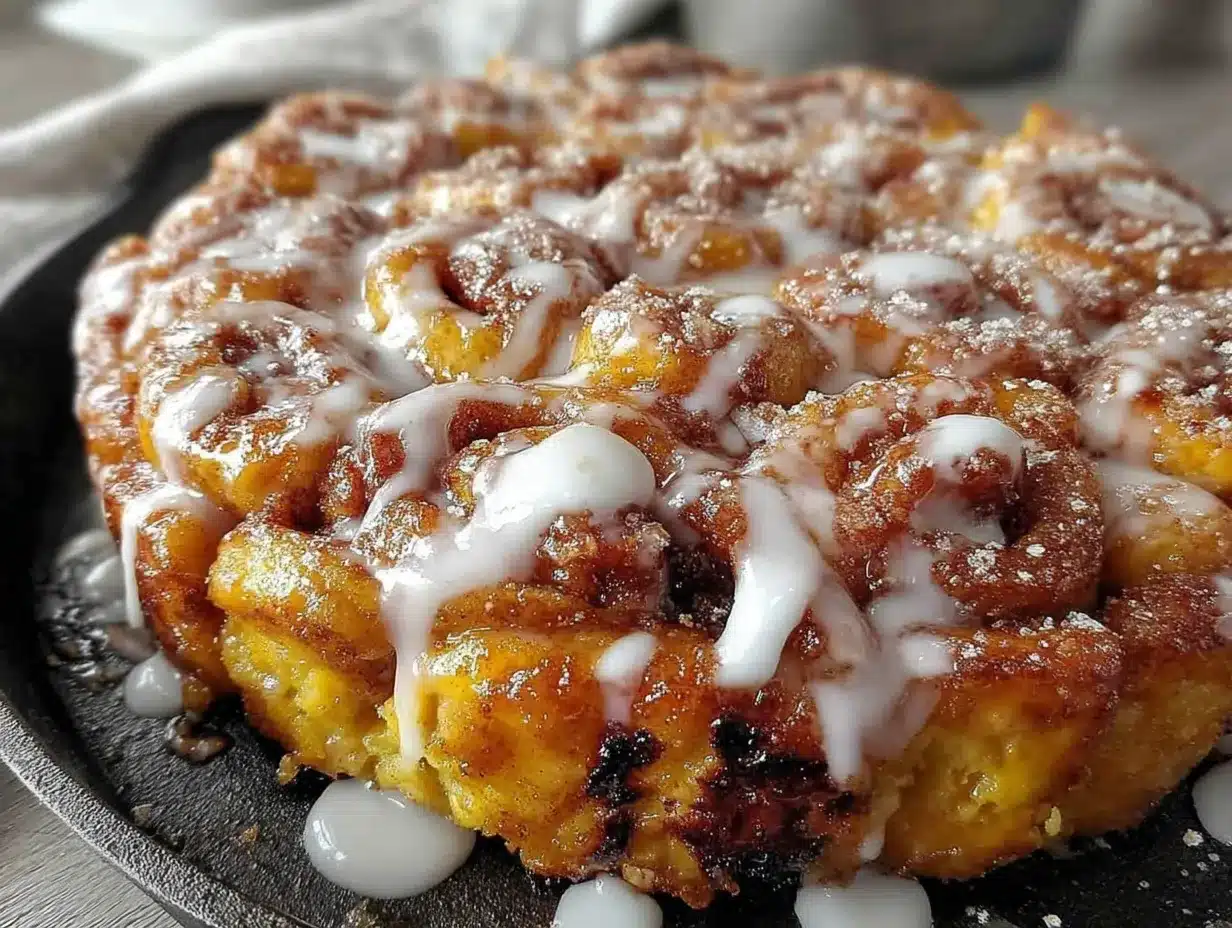 pumpkin spice cinnamon roll breakfast casserole preparation steps