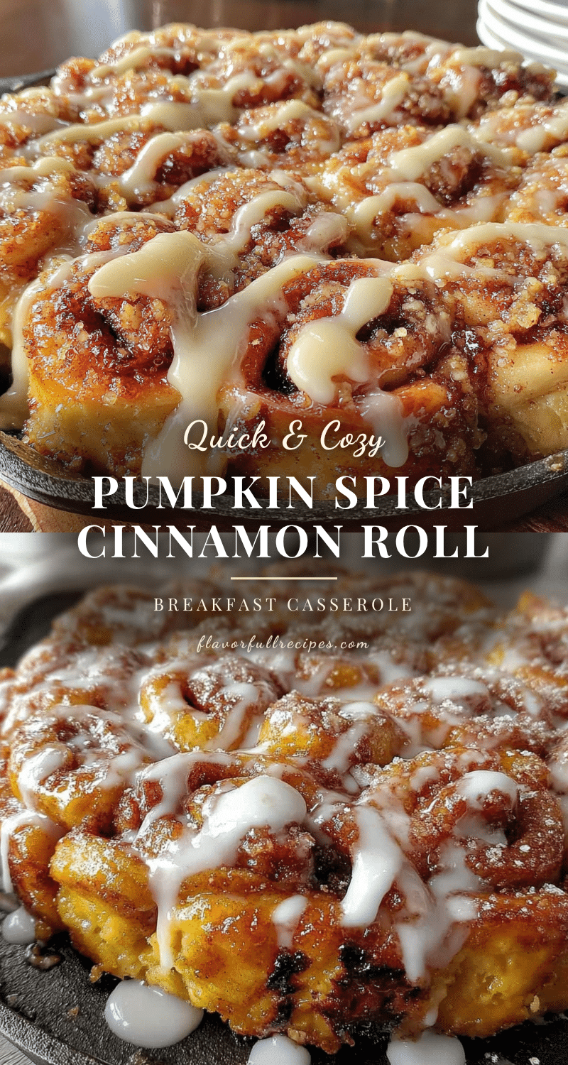 pumpkin spice cinnamon roll breakfast casserole recipe