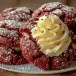 red velvet crinkle cookies with cream cheese filling - featured image