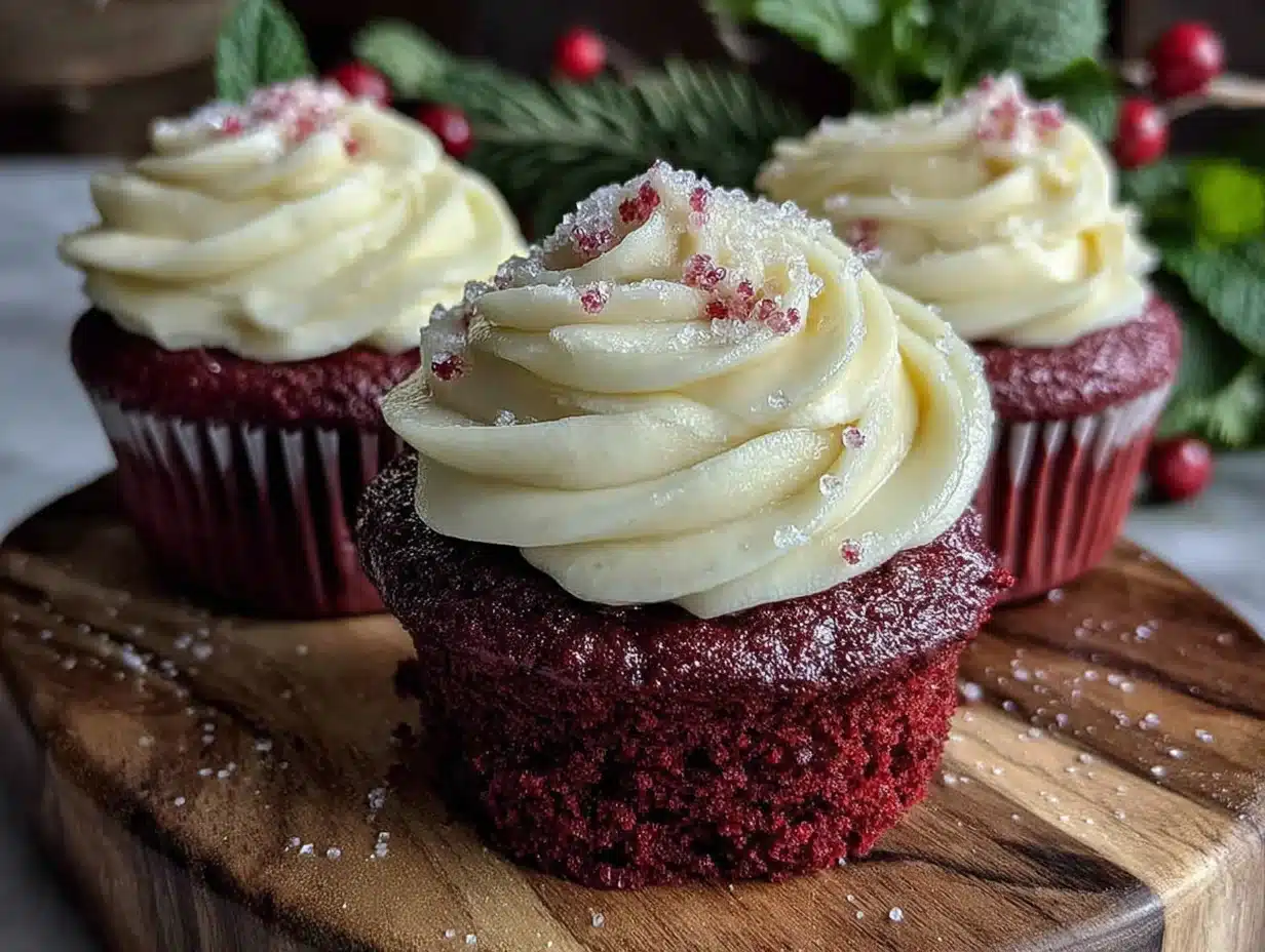 red velvet heart-shaped cupcakes - featured image