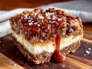 Salted Caramel Apple Crisp Cheesecake Bars - featured image