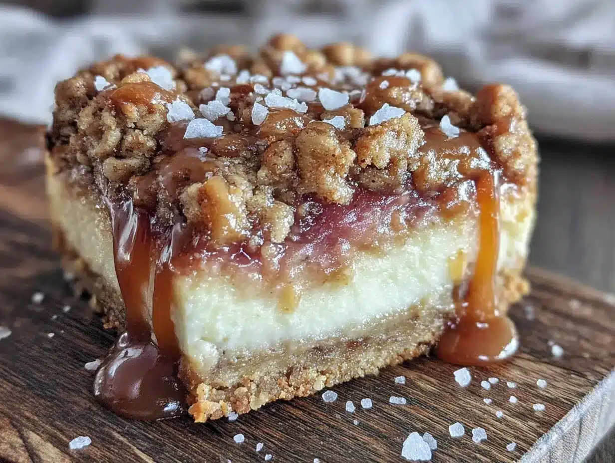 Salted Caramel Apple Crisp Cheesecake Bars preparation steps