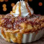 salted caramel apple crisp for two - featured image