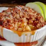 salted caramel apple crisp for two - featured image