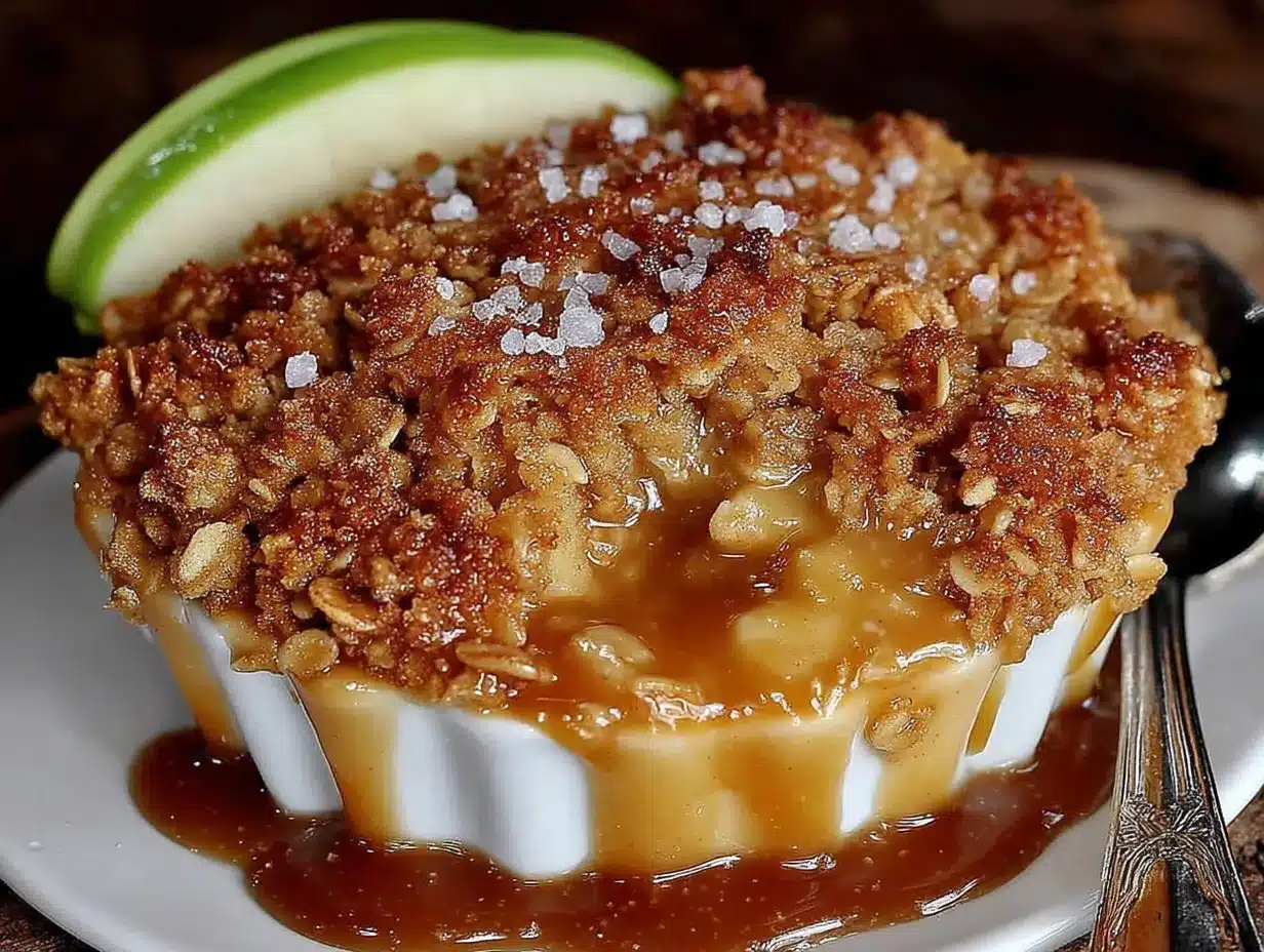 salted caramel apple crisp for two preparation steps