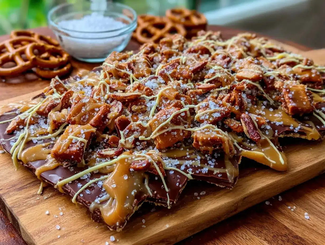 Salted Caramel Pretzel Football Bark preparation steps