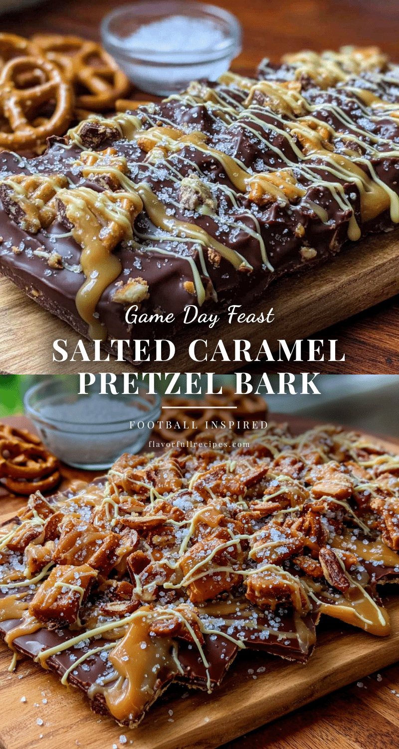 Salted Caramel Pretzel Football Bark recipe