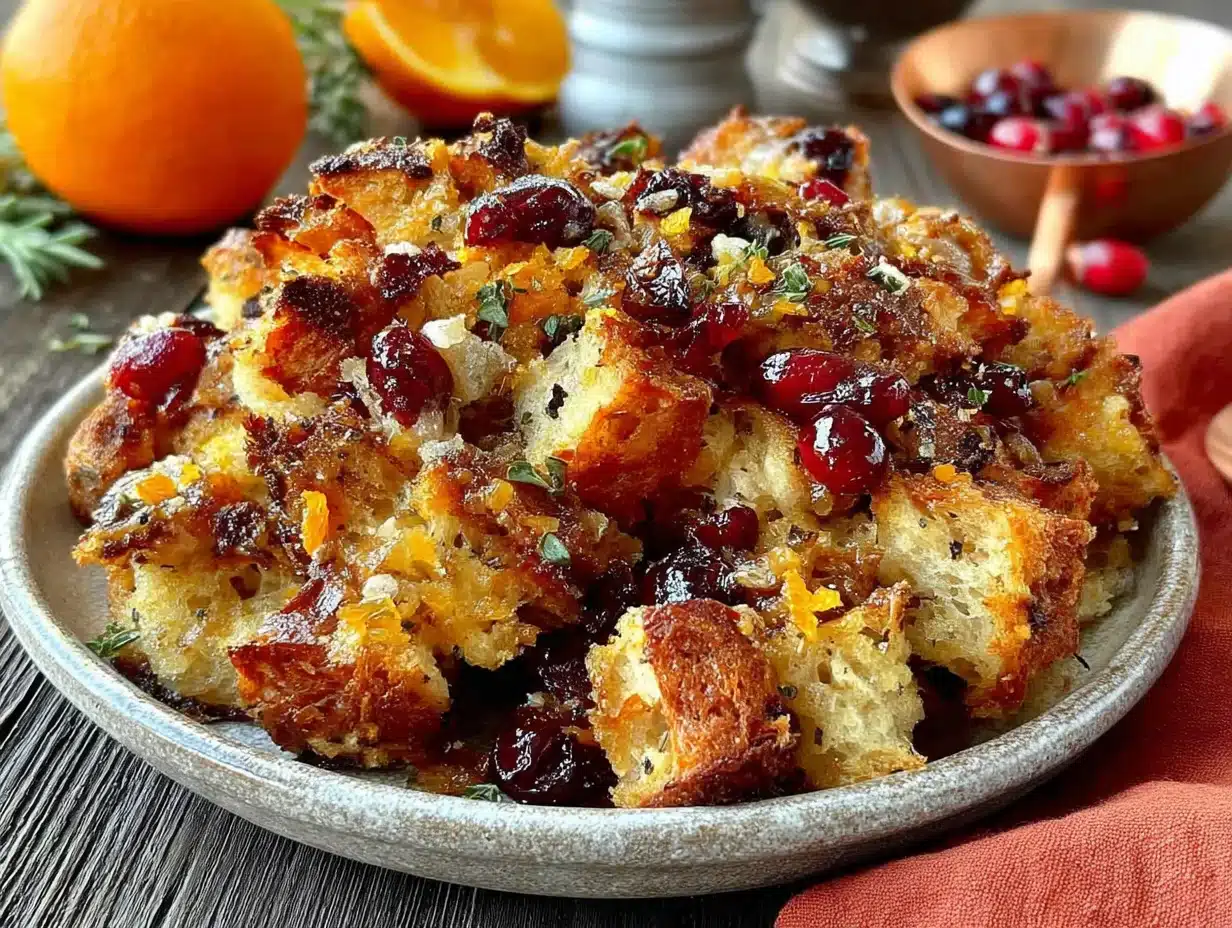 savory cranberry orange sourdough stuffing - featured image