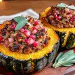 savory sausage-stuffed acorn squash boats - featured image
