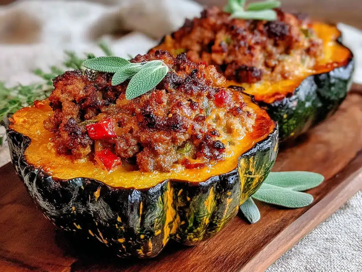 savory sausage-stuffed acorn squash boats preparation steps