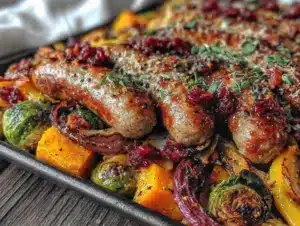 sheet pan sausage and fall vegetables - featured image