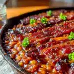 smoky bourbon bacon baked beans - featured image