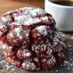 soft baked red velvet crinkle cookies - featured image