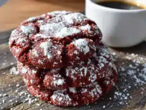 soft baked red velvet crinkle cookies - featured image