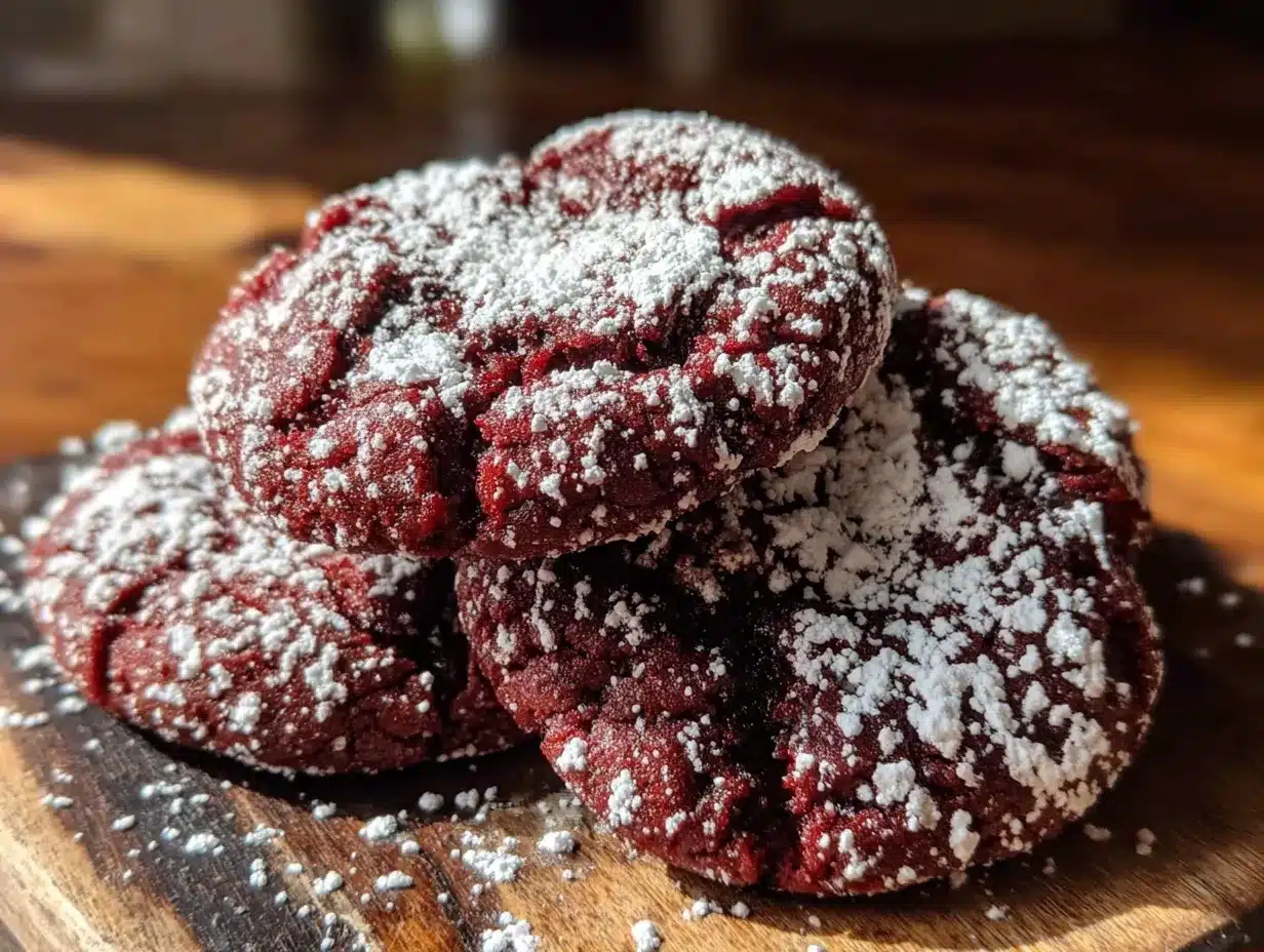 soft baked red velvet crinkle cookies preparation steps