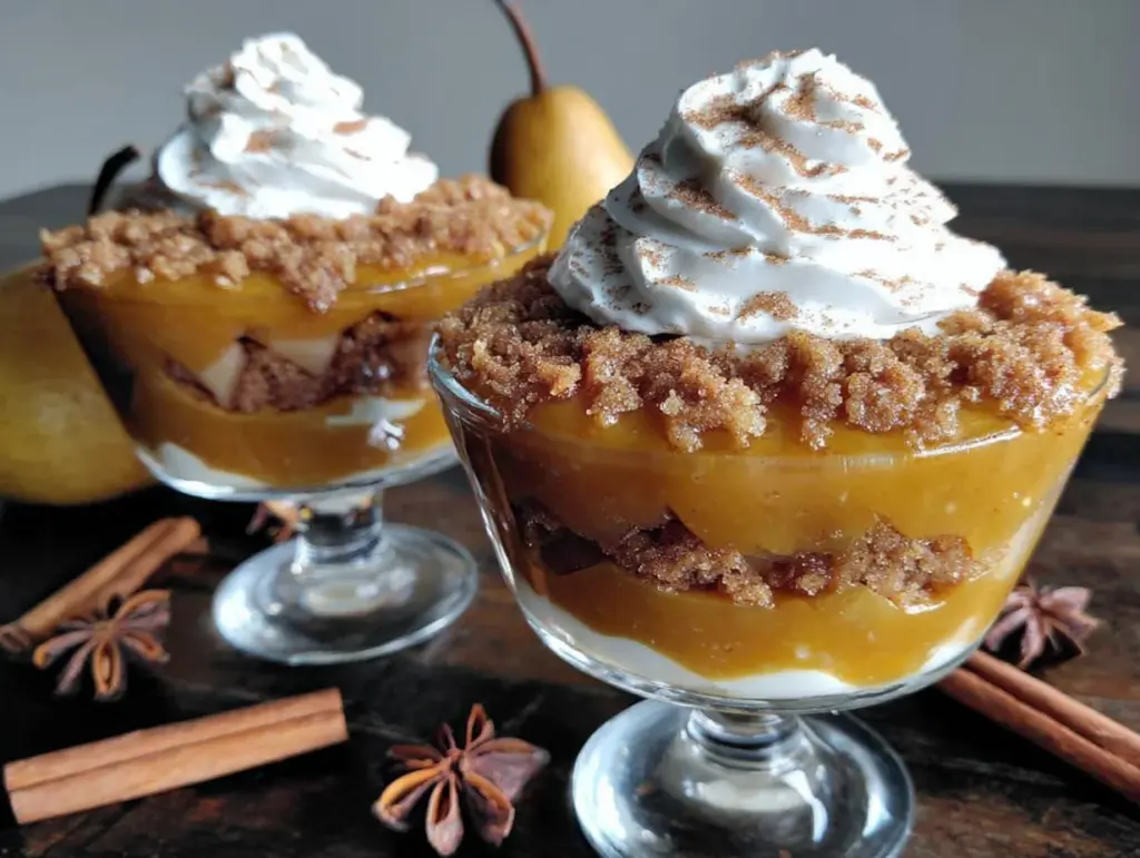 spiced pear pumpkin trifle cups - featured image
