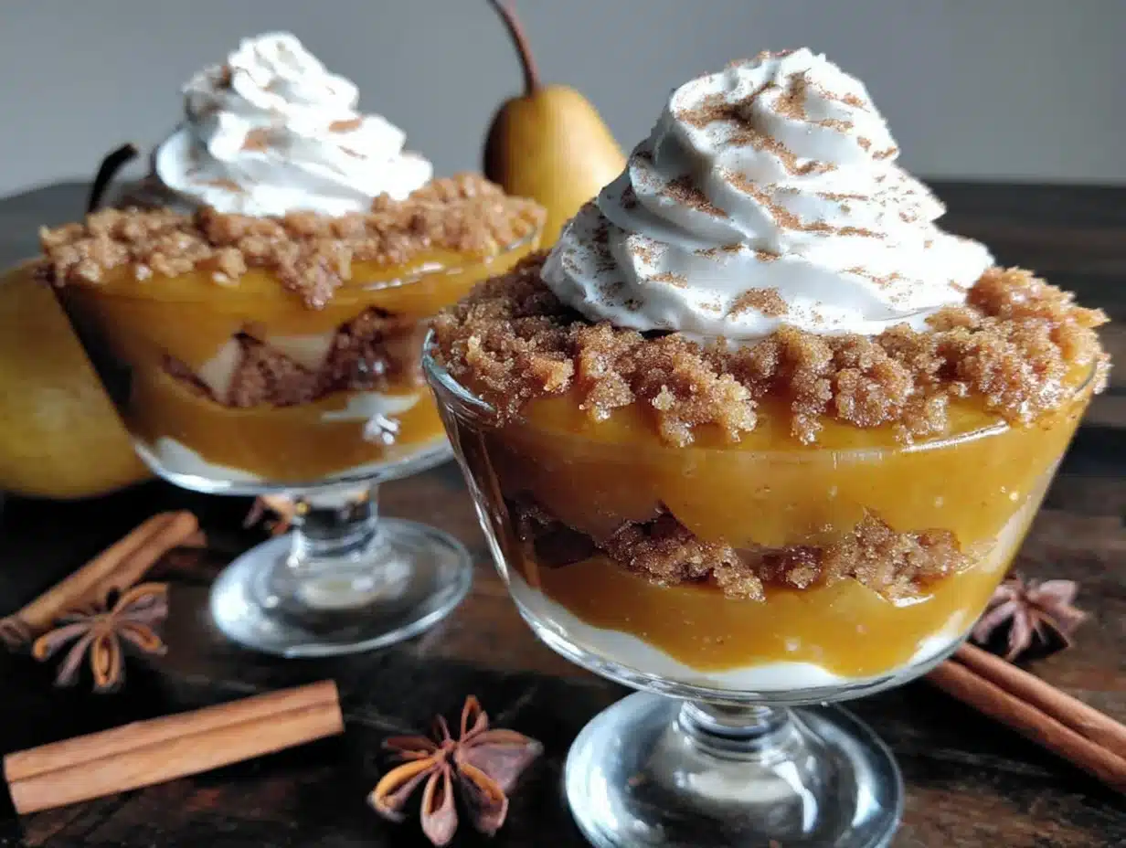 spiced pear pumpkin trifle cups - featured image